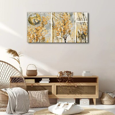 Golden leaves in the moonlight Canvas wall art