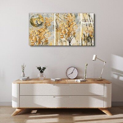 Golden leaves in the moonlight Canvas wall art