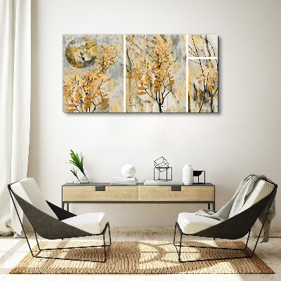 Golden leaves in the moonlight Canvas wall art