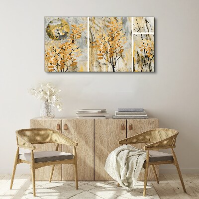 Golden leaves in the moonlight Canvas wall art