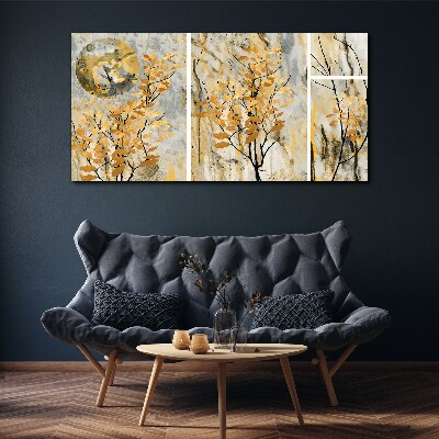 Golden leaves in the moonlight Canvas wall art
