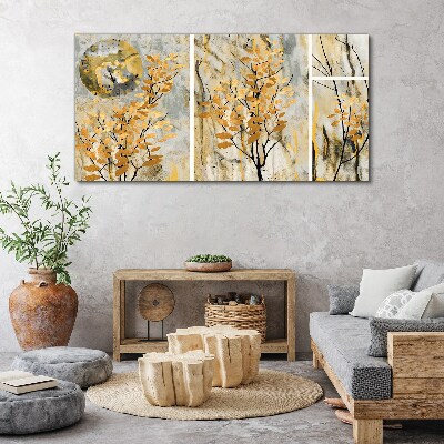 Golden leaves in the moonlight Canvas wall art
