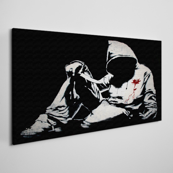 Man with a knife Banksy Canvas wall art