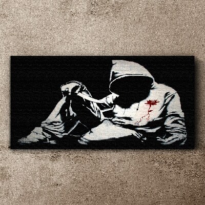Man with a knife Banksy Canvas wall art
