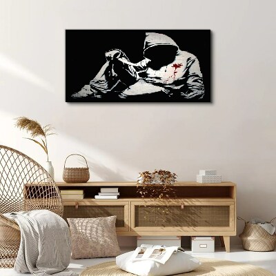 Man with a knife Banksy Canvas wall art