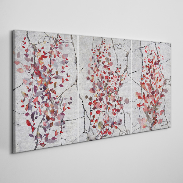 Autumn leaves on a marble background Print on canvas