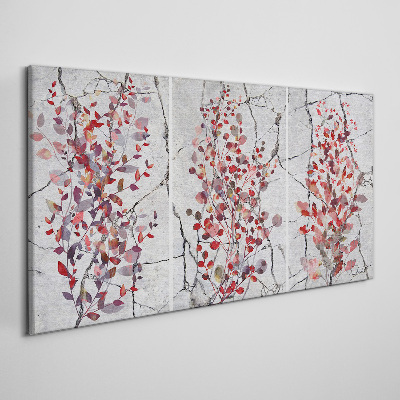 Autumn leaves on a marble background Print on canvas