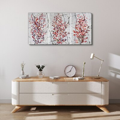 Autumn leaves on a marble background Print on canvas