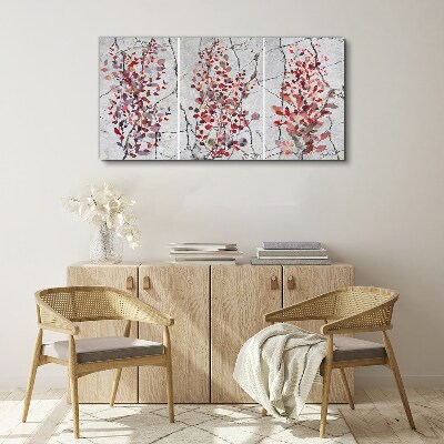 Autumn leaves on a marble background Print on canvas