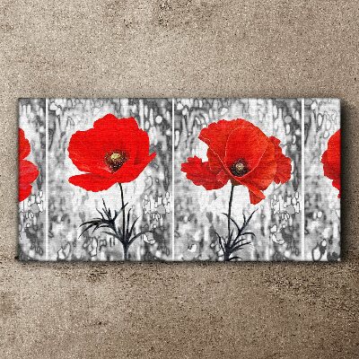 Red poppies on a glass background Canvas wall art