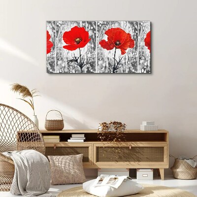 Red poppies on a glass background Canvas wall art