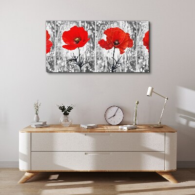 Red poppies on a glass background Canvas wall art