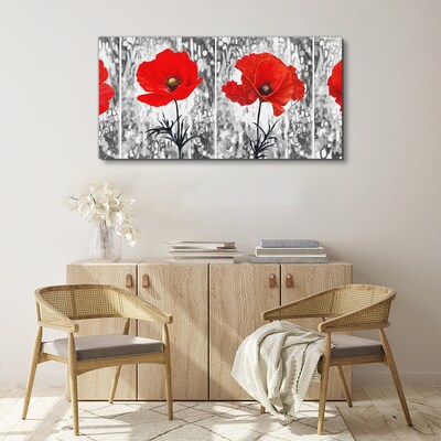 Red poppies on a glass background Canvas wall art