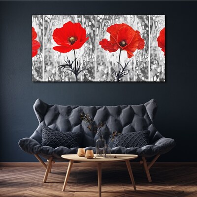 Red poppies on a glass background Canvas wall art