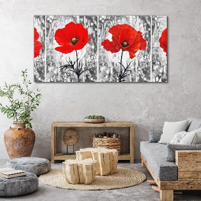 Red poppies on a glass background Canvas wall art