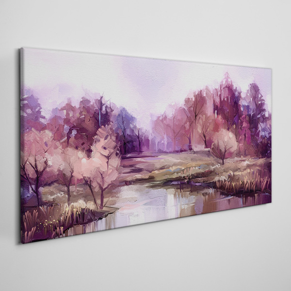 Spring landscape in shades of pink Canvas wall art
