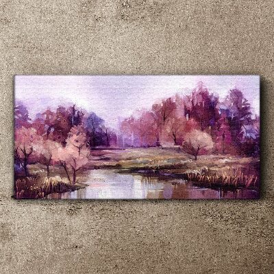 Spring landscape in shades of pink Canvas wall art