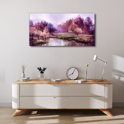 Spring landscape in shades of pink Canvas wall art