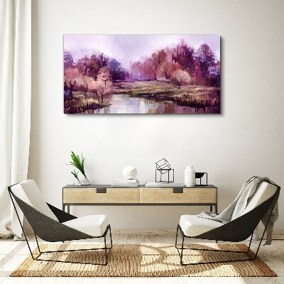 Spring landscape in shades of pink Canvas wall art