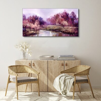 Spring landscape in shades of pink Canvas wall art