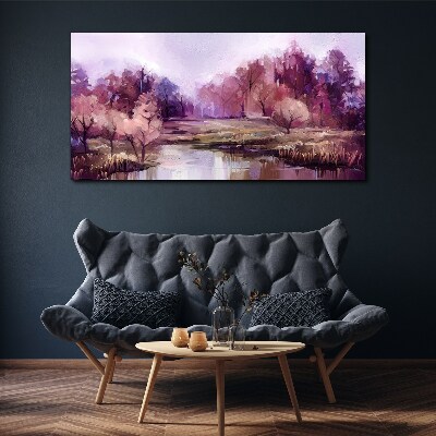 Spring landscape in shades of pink Canvas wall art
