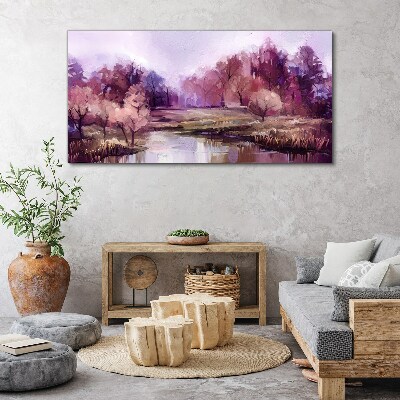 Spring landscape in shades of pink Canvas wall art