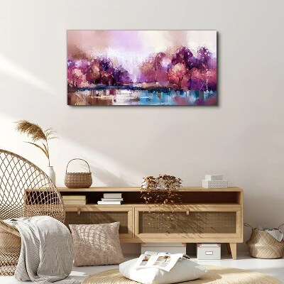 Pink reflections in a winter landscape Print on canvas