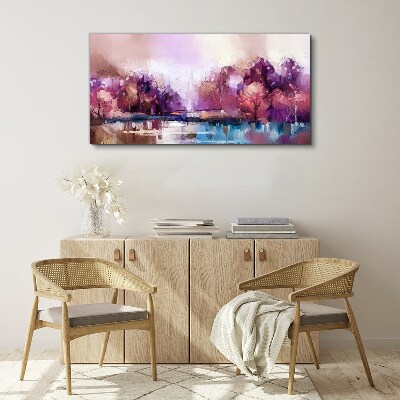 Pink reflections in a winter landscape Print on canvas