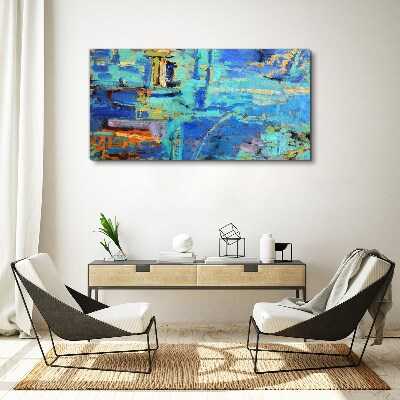 Abstract composition in blue tones Print on canvas