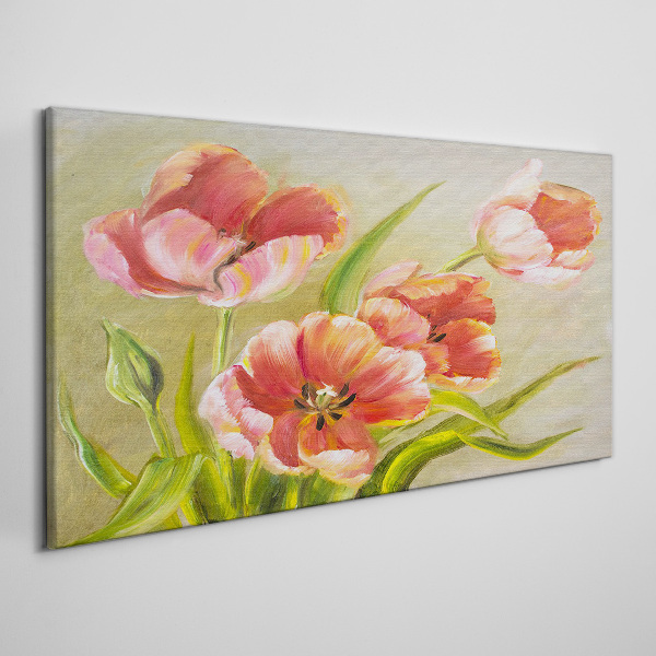 Spring tulips in pastel shades Print on canvas