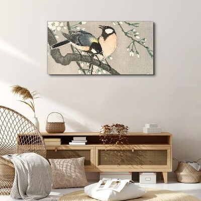 Birds on a branch Print on canvas