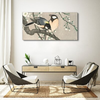 Birds on a branch Print on canvas