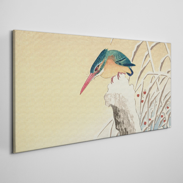 A bird against a delicate landscape Canvas wall art