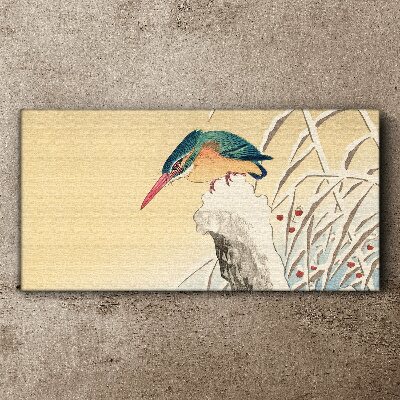 A bird against a delicate landscape Canvas wall art