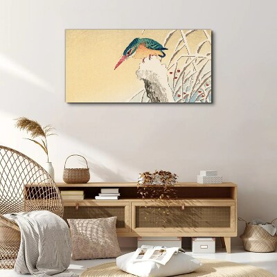 A bird against a delicate landscape Canvas wall art