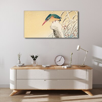 A bird against a delicate landscape Canvas wall art
