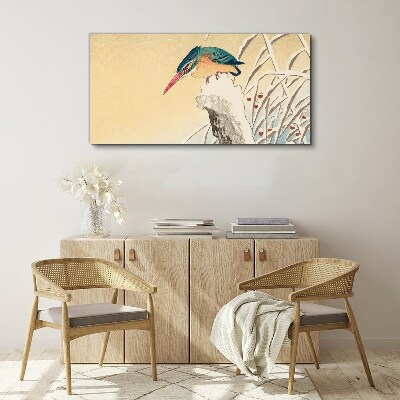 A bird against a delicate landscape Canvas wall art