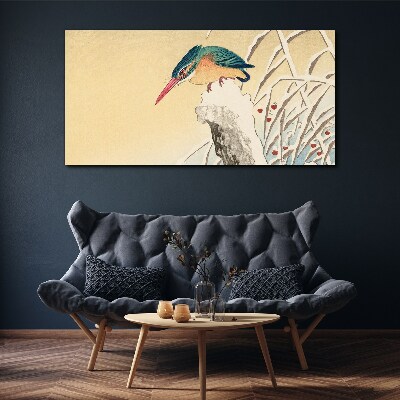 A bird against a delicate landscape Canvas wall art
