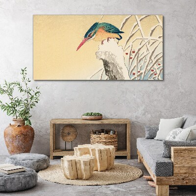 A bird against a delicate landscape Canvas wall art