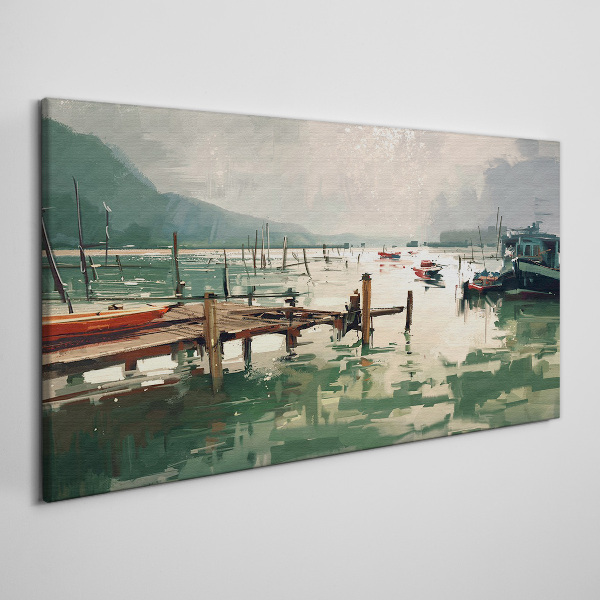 A quiet port in the morning Canvas wall art