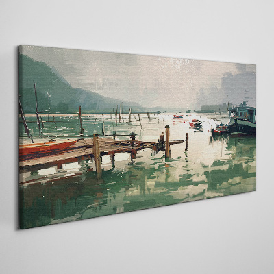 A quiet port in the morning Canvas wall art