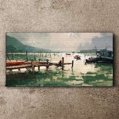 A quiet port in the morning Canvas wall art