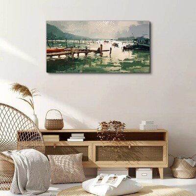 A quiet port in the morning Canvas wall art