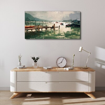 A quiet port in the morning Canvas wall art