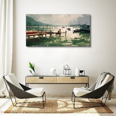 A quiet port in the morning Canvas wall art