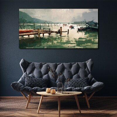 A quiet port in the morning Canvas wall art