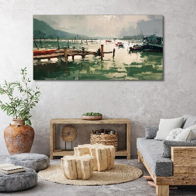 A quiet port in the morning Canvas wall art
