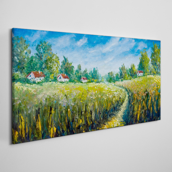 Summer landscapes with country houses Print on canvas
