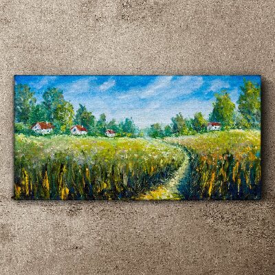 Summer landscapes with country houses Print on canvas