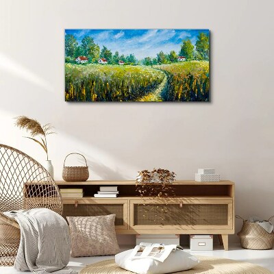 Summer landscapes with country houses Print on canvas